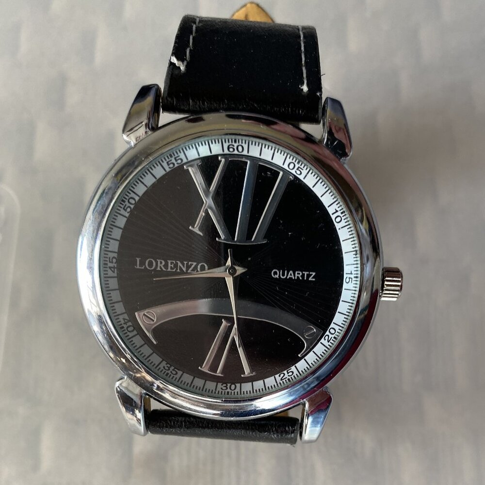 Brand New - Unique Men's Black Watch - w/Two Tone Face